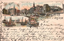 AK Gruss aus Emden, Litho