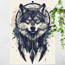 Traumfänger mit Wolf Poster