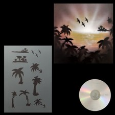 Schablone Palmen mit Vögel