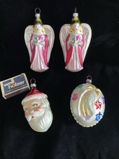 4 x  Christbaumschmuck Engel Nikolaus Kugel mit Sternen bunt Weihnachtsschmuck