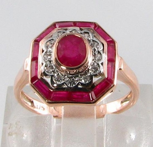 9ct rotgold rubin diamant - rotgold,