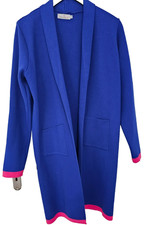 Zwillingsherz Strickmantel Cardigan lang  royal blau Gr. S / M