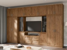 Wohnwand ZEUS in Eiche Lefkas mit Premiumbeschlägen - 330x189x54 cm