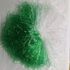 weiß grün Pompon Pompom Tanzwedel Puschel Party Cheerleading Fasching