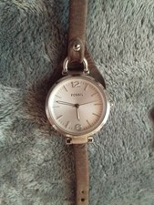 Fossil Damen Armbanduhr Edelstahl Leder, Georgia, ES3060