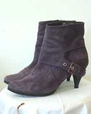 Echtes Wildleder Knöchel Stiefeletten 40 Ancle Booties Stiefel Violett Absatz