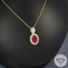 Wert 2050 € Brillant Diamant Rubin Collier 750 18 Karat Gelb Gold xxyy