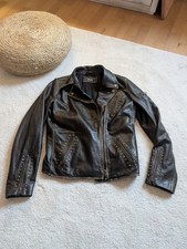 Lederjacke /Echtleder! von Patago Gr. 36/38, antik braun mit Nieten, Top!!