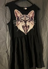 H&M Kleid Schwarz Katze Muster
