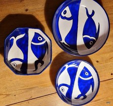 Yin Yang Style Fish Bowl Blue