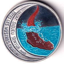 AV-VD Andorra 1996 10 Diners  Fischotter Farbe 31,68 Gr. 925er Silber + Zfk GV9