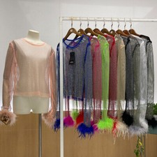 Damen Strass Netz Oberteil