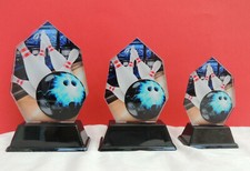 3er Serie Pokale Pokal Bowling Pin Acryl Pokal inkl.Gravur NEU