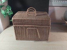 Weidenkorb Fahrradkorb Aufbewahrungskorb mit Deckel 40 x 26 x 30 cm