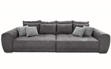 Big-Sofa XXL 306 cm Federkern Lounge Couch mit Bezug aus Mikrofaserstoff in Grau