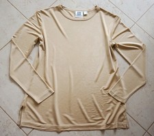 Madelein Damen Long Shirt Bluse Langarm Jersey  Gr 40 42 L 100% Seide beige Neuw