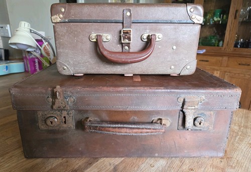 Vintage kleine braune koffer - vintage,