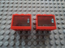 LEGO 2 x Schrank Container 4532  2x3x2 rot + Tür 4533 transparent hellblau