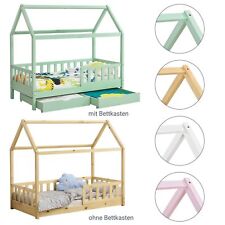 Kinderbett Hausbett Bett 80x160 cm Rausfallschutz Lattenrost Holz Juskys®