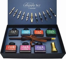 IDEAPOOL Kalligraphie Set Stift Set Schreibfeder 22-teilig 7 Flaschen 12 Federn