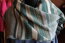 INVERO Schal Cacha Elbe; Streifenmix; Mint/beige; Merino ca. 180x35 cm ; Neu