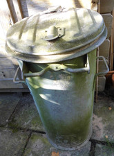 Metall Zink Mülleimer rund konisch  alt Behälter top vintage Deko verzinkt