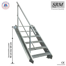 6 Stufen Stahltreppe Breite 60-160cm Geschosshöhe 90-120cm Geländer einseitig