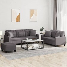 Sofagarnitur Kissen Sessel Sofa Couch Wohnzimmersofa 3-tlg. Kunstleder vidaXL