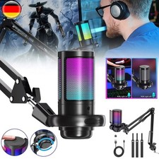 Gaming USB Mikrofon PC RGB Microphone Streaming Podcast Studio Kondensator Mic