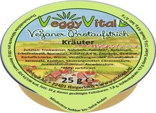 (25,98€/kg) VeggyVital vegan Brotaufstrich Kräuter 24x25g vegetarisch albfood