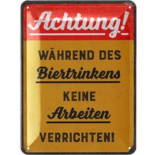 Blechschild retro Werkstatt Bier keine Arbeiten, Schild Werkstatt Deko 15x20cm