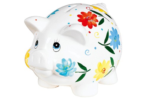 Sparschwein mit blumendeko - mit,