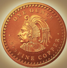 Kupfermünze - Azteken Kalender - Cuauhtémoc - 1 Unze - Münzkapsel