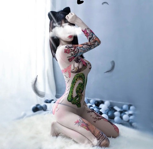 Bodystocking tattoo catsuit - bodystocking,