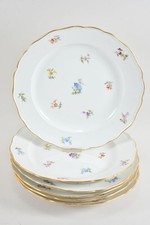 C25H02- 6x Meissen Porzellan Teller Streublümchen Goldrand 1. Wahl 
