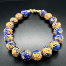 ARMBAND 925/- SILBER VERGOLDET MIT LAPIS BEH. & GOLDLACK SOGNI D'ORO SCHMUCKJAGD
