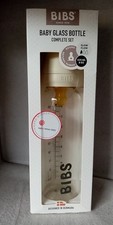 BIBS Baby Glas Fläschchen Glass Bottle 225ml Runder Sauger Kautschuk (C23.2)