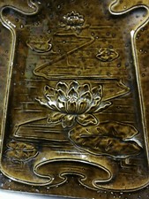 ANTIKE OFENKACHEL KACHEL KERAMIK FLORALES DEKOR LOTUS BLUME