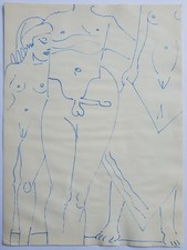 Zeichnung Federzeichnung Tinte Akt Stehend Edvard Frank Nachlass