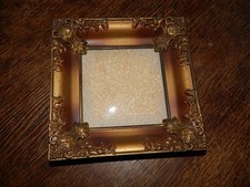 hochwertiger alter Bilderrahmen quadratisch Messing patiniert gewölbtes Glas