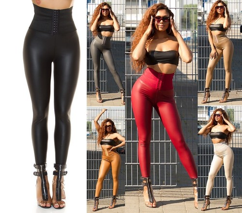 Damen wetlook lederlook - damen,