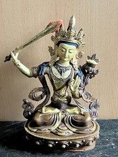 Wunderschöner Buddha Manjushri – feuervergoldete Bronze 22cm