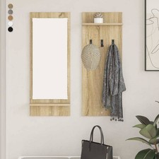 Wandgarderobe Flur Garderobe mit Regal und Spiegel Kleiderständer Kleiderstange