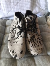 Maruti Damen Halbschuhe Neu Gr 38 Kuhfell Leder Muster Komfort Extra Leicht 