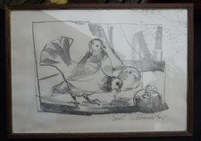 Emil Schumacher signierte orginale Kreidelithografie TAUBEN von 1949