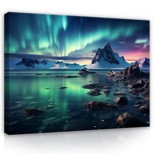 Leinwand Bilder Polarlicht Nacht Wohnzimmer groß Wandbilder Bild Leinwandbild