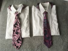 2er Set Herren-Hemd, Camargue, Langarm, weiß, Gr. 41 mit Krawatten