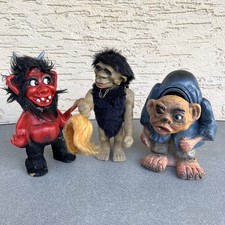 3x Heico Figur Wackelkopf Troll Teufel Höhlenmensch Vintage 60er 70er Deko