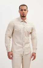 Weiße Leder Hemdjacke für