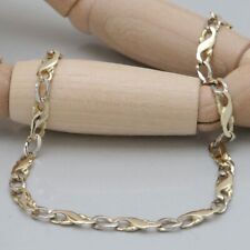 Armband Armkette Dollar Muster in 585/14K Weiß/-Gelbgold massiv 22,5 cm